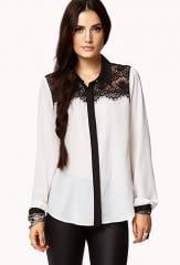 Lace contrast yoke blouse at Forever 21