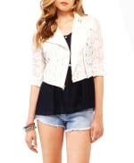 Lace cropped moto jacket at Forever 21 at Forever 21