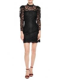 Lace dress with puff sleeves at Saks Fifth Avenue