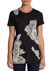 Lace embellished tee by Haute Hippie at Saks Off 5th