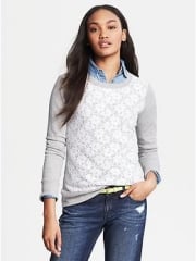 Lace front sweater at Banana Republic