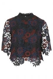 Lace high neck top at Topshop