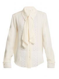 Lace-insert tie-neck blouse at Matches