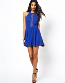 Lace inset halter dress at Asos