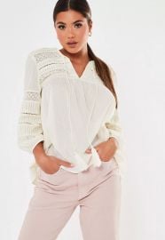 Lace inset smock top at Missguided