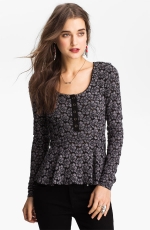 Lace peplum henley by Free People at Nordstrom