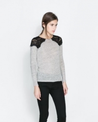 Lace shoulder tshirt at Zara