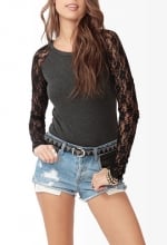 Lace sleeves top at Forever 21