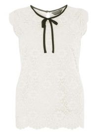 Lace tie neck top at Dorothy Perkins