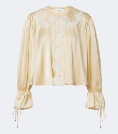 Lace-trimmed silk satin blouse at Mytheresa