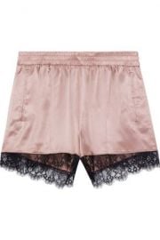 Lace-trimmed silk-satin pajama shorts at The Outnet