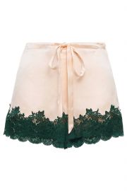 Lace-trimmed silk-satin pajama shorts at The Outnet