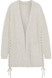 Lace-up Ribbed-Knit Cardigan by Autumn Cashmere at The Outnet