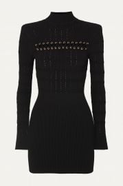 Lace-up ribbed pointelle-knit mini dress at Net A Porter