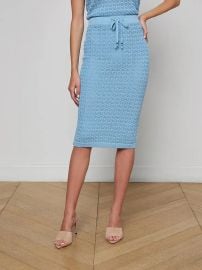 Lacen Pointelle Knit Skirt in Pale BlueGold L39AGENCE at L'Agence