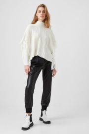 Lacey Fringed Roll Neck Sweater Classic Creamndash at French Connection US