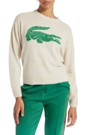 Lacoste Big Croc Cashmere Wool Crewneck Sweater at Nordstrom