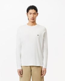 Lacoste Long Sleeve Pima Cotton T Shirt in White at Lacoste