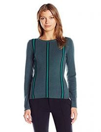 Lacoste Women s Long Sleeve Cotton Wool Verticle Stripe Sweater at Amazon