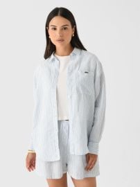 Lacoste Women39s Oversized Striped Linen Shirt Saint Bernard at St. Bernard