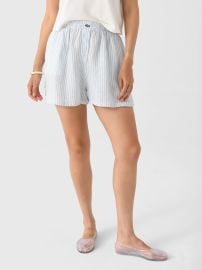 Lacoste Women39s Relaxed Fit Striped Linen Short Saint Bernard at St. Bernard