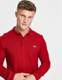 Lacoste long sleeve polo shirt in burgundy at ASOS