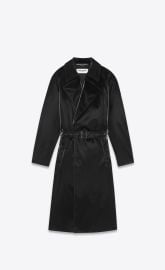 Lacquered-effect belted coat Saint Laurent YSLcom at YSL