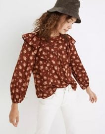 Ladder-Trim Ruffle Top in Homestead Bouquet at Madewell