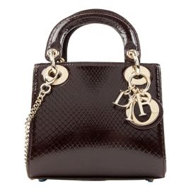 Lady dior exotic leathers handbag Dior Burgundy in Exotic leathers - 22283073 at Vestiaire Collective