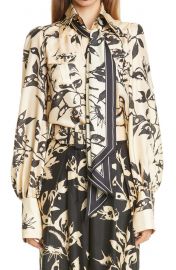 Ladybeetle Eye Print Tie Neck Silk Shirt at Nordstrom