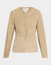 Lafayette 148 NY Collarless Suede Jacket at Neiman Marcus