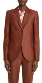 Lafayette 148 NY Fae One Button Wool Blend Blazer in Burnt Cinnamon at Nordstrom