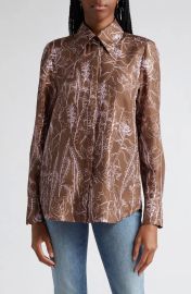 Lafayette 148 NY Floral Print Silk Button-Up Shirt at Nordstrom