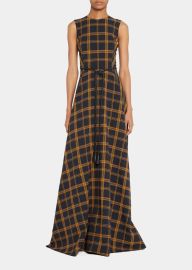 Lafayette 148 NY Sleeveless Belted Plaid Gown at Bergdorf Goodman