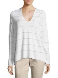 Lafayette 148 New York - Striped Cashmere V-Neck Pullover at Saks Fifth Avenue