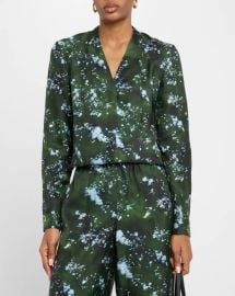 Lafayette 148 New York Abstract Print Silk Blouse at Neiman Marcus