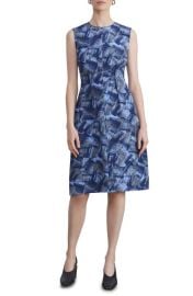 Lafayette 148 New York Abstract Print Silk Fit Flare Dress at Nordstrom