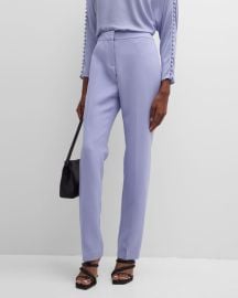 Lafayette 148 New York Barrow Straight-Leg Wool-Silk Pants at Neiman Marcus