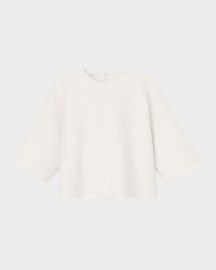 Lafayette 148 New York Boxy Cropped Wool-Cashmere Blouse at Neiman Marcus