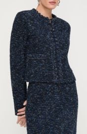 Lafayette 148 New York Cosmos Crochet Trim Bouclé Tweed Jacket at Nordstrom