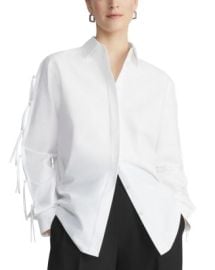 Lafayette 148 New York Cotton Poplin Fringe Tie Shirt Bloomingdales at Bloomingdales