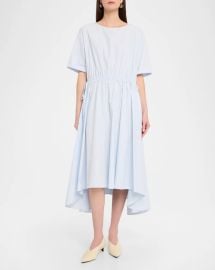 Lafayette 148 New York Drawstring Cotton Midi Dress at Neiman Marcus