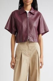 Lafayette 148 New York Elbow Sleeve Napa Leather Crop Jacket at Nordstrom