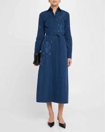 Lafayette 148 New York Embroidered Cotton Midi Shirtdress at Neiman Marcus