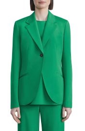 Lafayette 148 New York Fae Stretch Silk Crepe de Chine Blazer in Garden Green  at Nordstrom