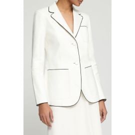 Lafayette 148 New York Glove Piped Lambskin Leather Blazer at Nordstrom