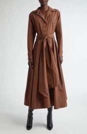 Lafayette 148 New York Long Sleeve Belted Taffeta Shirtdress at Nordstrom