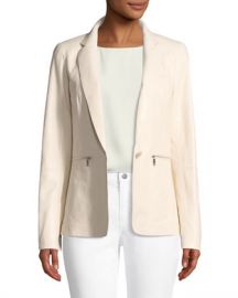 Lafayette 148 New York Lyndon Zip-Pocket Leather Jacket at Neiman Marcus