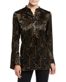 Lafayette 148 New York Marybeth Mod Deco Burnout Blouse at Neiman Marcus