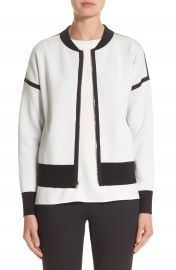 Lafayette 148 New York Matte Crepe Reversible Knit Bomber Jacket   Nordstrom at Nordstrom